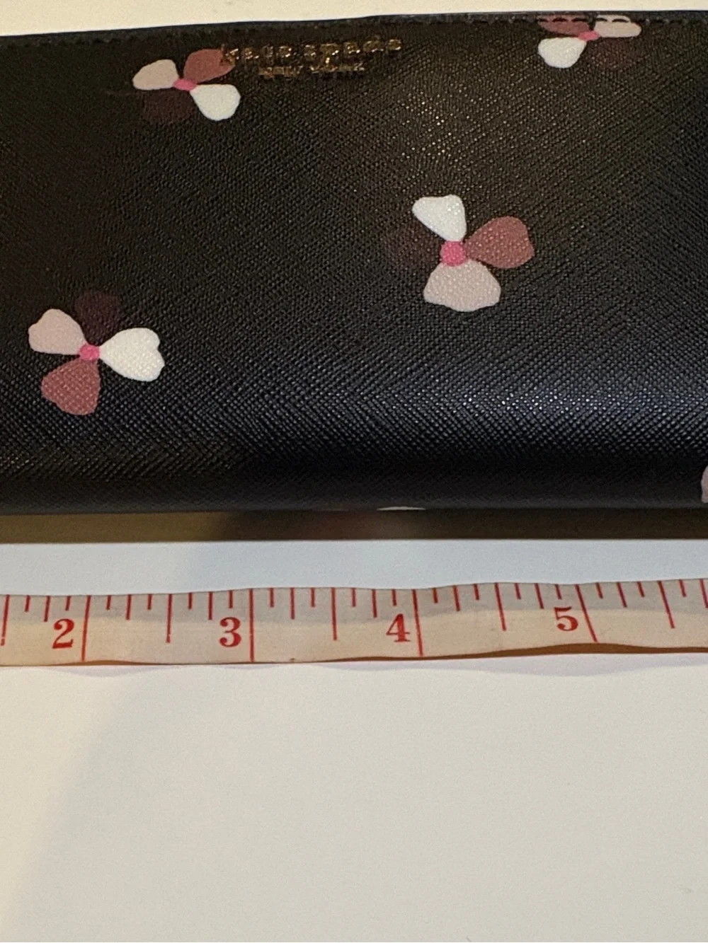 kate spade Black Wallet with Pink and White Floral Print